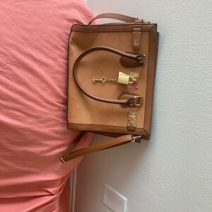 Aldo Camel and Chocolate Satchel with Gold Details